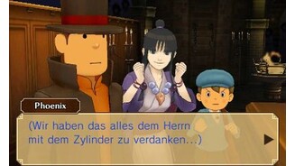 Professor Layton vs. Phoenix WrightZum Glück sind der Professor, Luke und Maya mit hilfreichen Tipps zur Stelle.