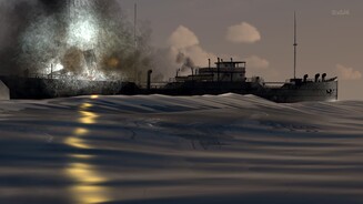 Rise of Flight: Channel Battles EditionVolltreffer! Unsere 20-Pfund-Bombe erwischt ein deutsches Transportschiff am Heck.