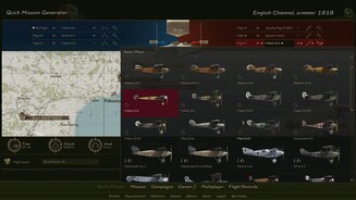 Rise of Flight: Channel Battles EditionWir basteln uns eine Quick Mission. 41 Flugzeugtypen mischen im Spiel mit, zehn davon können wir selber steuern. Den Rest gibt’s in kostenpflichtigen Paketen.