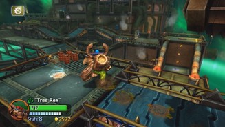 Skylanders: Giants(360) In dieser Bohrfabrik gilt es den singenden Bohrroboter auszuschalten.