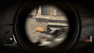 Sniper Elite V2Sniper Elite V2 gibt uns vor allem immer eine Aufgabe: Das Scharfschützengewehr zücken, den Gegner anvisieren, Luft anhalten und so innerhalb der Fokuszeit noch genauer zielen, abdrücken.