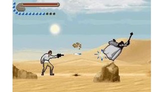 Test your blaster accuracy shooting some enemies, like this unprotected Tusken Raider.