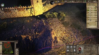 Stronghold 3 GoldDenn in Nachtmissionen müssen wir das Gebiet vor unseren Mauern mit Brennenden-Heuballen-Katapulten beleuchten.