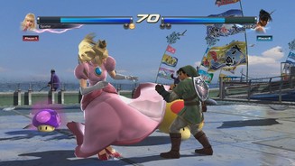 Tekken Tag Tournament 2 (Wii U)Im neuen Pilzjagd-Modus wird das Kampfgeschehen durch auftauchende Pilze und Sterne aufgelockert.
