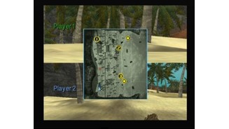 In split-screen co-op mode only two characters can be seen on the map (each player can look at the map thus pausing the other, but not the enemy)