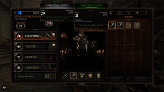 Warhammer: Vermintide 2In unserem Hauptquartier rüsten wir neue Waffen aus, verteilen Talentpunkte und zerlegen Items per Crafting-System.