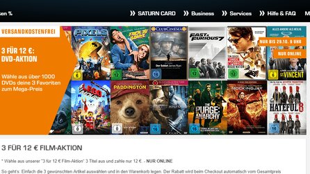 3 für 12€ Film-Aktion auf Saturn.de - Über 1000 Filme auf DVD versandkostenfrei!