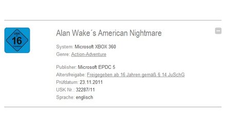 Alan Wakes American Nightmare - Titel bei USK-Prüfung aufgetaucht