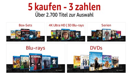 5 kaufen, 3 bezahlen - Blu-rays und DVDs bei Amazon im Angebot