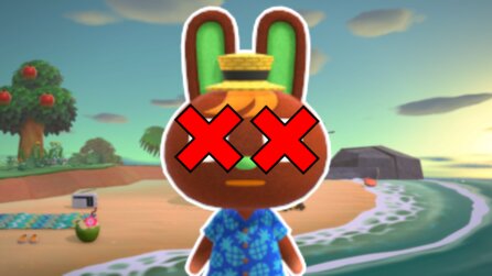 Absurde Szene am Animal Crossing-Strand: Spieler entdeckt Dorfbewohner, der sich an Sonnenschirm aufgespießt hat