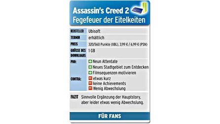 Assassins Creed 2: Fegefeuer der Eitelkeiten im Test - Test des DLC für Xbox 360 und PlayStation 3