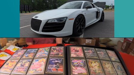 Jemand hat einen seltenen Audi R8-Sportwagen gegen Pokémon Karten im Wert von 120.000 Euro eingetauscht