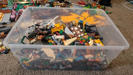 LEGO-Fan will nur seinen Hausmüll wegschmeißen und stolpert über einen Pappkarton, der prallgefüllt mit Sets und Minifiguren ist