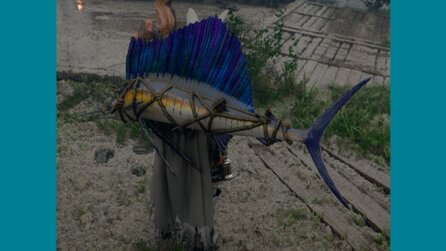 Crimson Desert-Spieler wollte eigentlich nur angeln, aber das Spiel schnallt ihm einen riesigen Fisch wie ein Schild auf den Rücken und jetzt fragt er: Wie werde ich den wieder los?