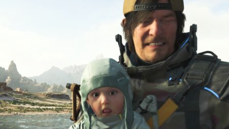 Das perfekte Timing! Death Stranding 2-Spieler will gemütlich Fluss überqueren, setzt den kleinen Zeh ins ruhige Wasser und wird urplötzlich von gewaltiger Sturzflut mitgerissen