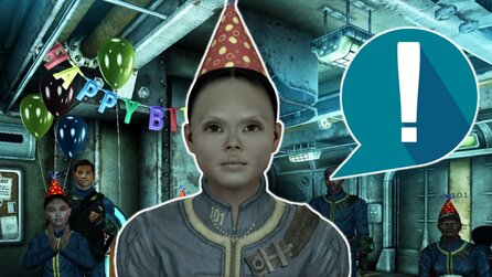 Teaserbild für Fallout 3-Spieler schafft es, als Kind aus Vault 101 zu flüchten und kämpft sich mit Partyhut durchs Ödland