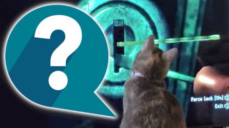 Teaserbild für Fallout: Katze von Fan ist vom Schlösserknacken so fasziniert, dass sie dem Dietrich vor dem TV überall hin folgt