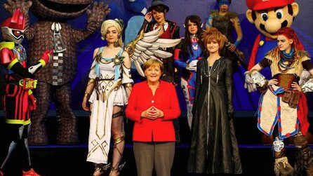 gamescom 2017 - Angela Merkel spielt Minecraft + beschwert sich über die Grafik