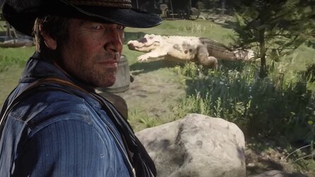 Red Dead 2-Spieler lockt legendären Alligator ins Camp und schaut zu, wie Dutch und Co. gefressen werden