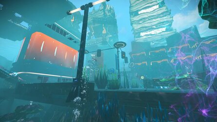 No Mans Sky-Fans feiern Stadt aus der Community, die halb unter Wasser gebaut wurde und wie ein Mix aus Cyberpunk und BioShock wirkt