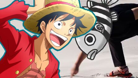 Netflix One Piece Season 3: Oda besucht die Crew am Set von Alabasta und zeichnet Ruffy in den Sand