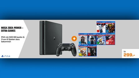 PlayStation 4 mit drei Spielen für 299€ - Bundle-Aktion im Saturn-Prospekt