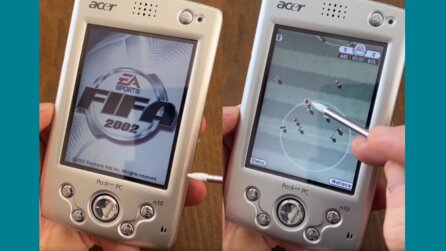 Spieler zockt FIFA 2002 auf Pocket PC und ich wünschte, ich hätte das damals gehabt