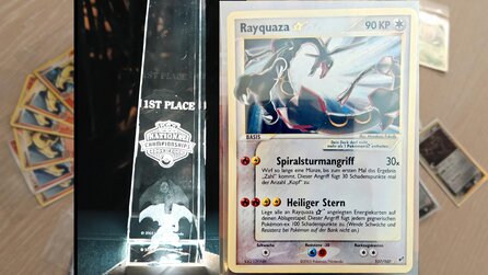 Pokémon TCG-Fan findet jede Menge Karten und 20 Jahre alte Glurak-Turnier-Trophäe auf dem Dachboden - eine Karte ist schon bis zu 100.000 Euro wert