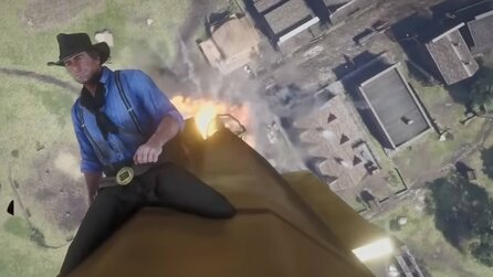 Jemand hat in Red Dead Redemption 2 eine Rakete gebaut und sich nur mit Dynamit in den Himmel katapultiert