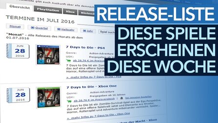 Neue Spiele in dieser Woche - Release-Liste 27. Juni bis 3. Juli 2016