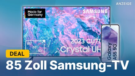 85 Zoll 4K-TV im Angebot: Riesigen Samsung-Fernseher jetzt günstig sichern und noch ein 400€-Handy gratis abstauben!