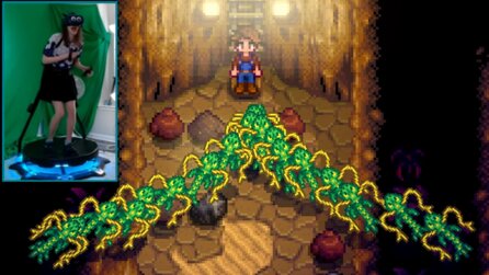 Streamerin zockt Stardew Valley in Anzug, der Schmerzen bereitet und plötzlich wird selbst Gemüse ernten zur körperlichen Qual