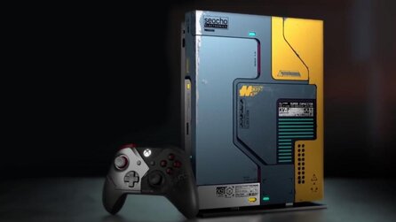 Diese Xbox One X im Cyberpunk 2077-Look leuchtet im Dunkeln