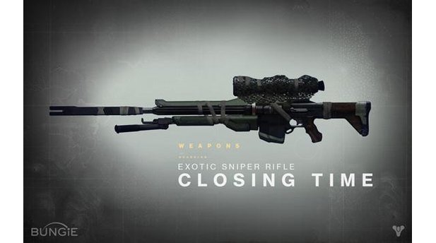 Exotic Sniper Rifle - Ladenschluss
»Diese Waffe zu tragen ist wie eine Ehrenmedaille.«