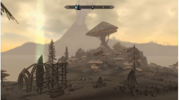 Skyrim: DragonbornDie Kulisse von Solstheim ist nicht nur beim Blick auf den roten Berg in Morrowind beeindruckend.