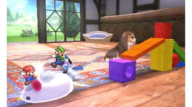 Super Smash Bros. (3DS)Die Nintendogs-Stage ist eine der coolsten – man darf sich nur nicht von den knuddeligen Welpen im Hintergrund ablenken lassen.