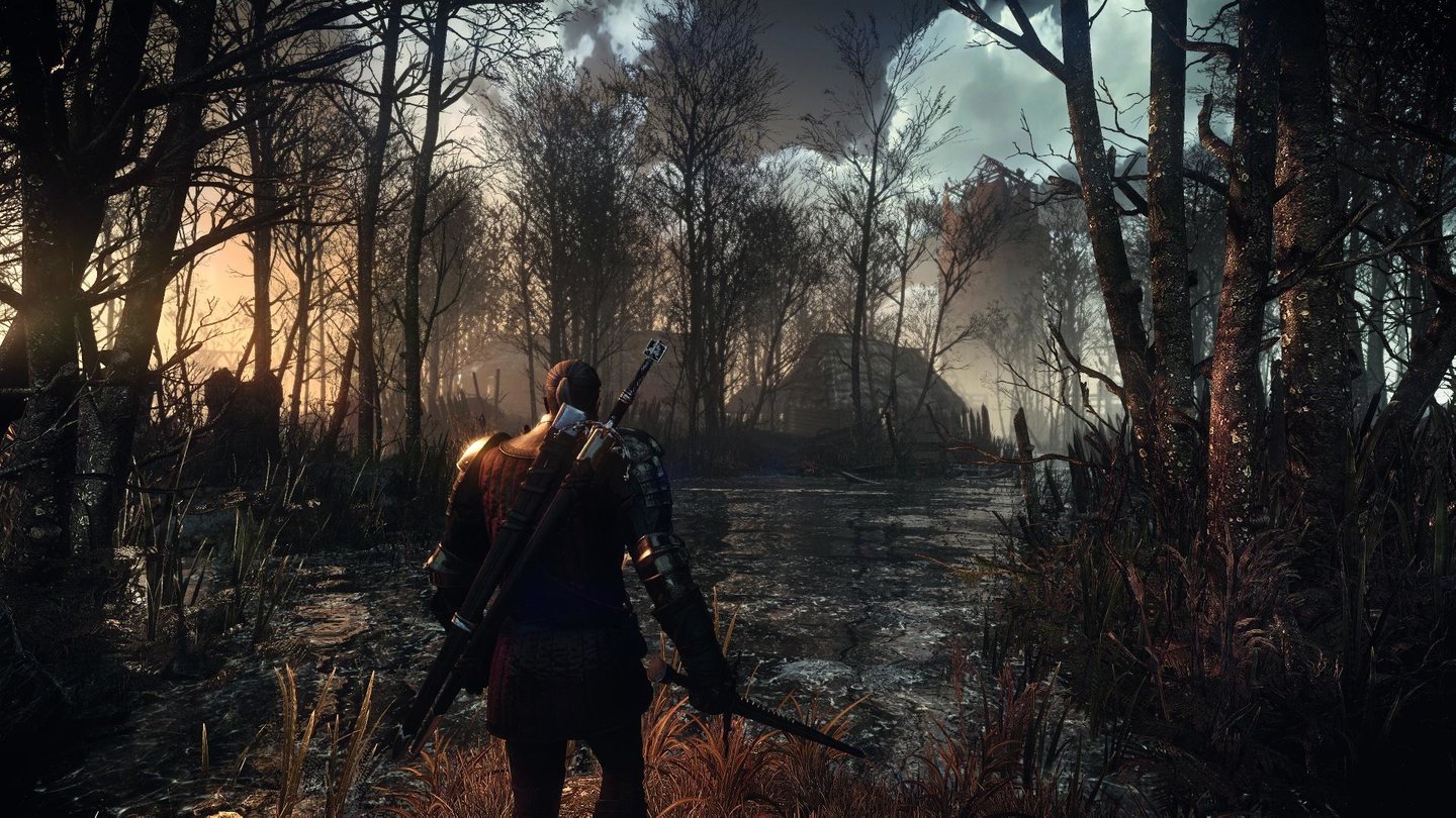 The Witcher 3: Wild HuntIm Sumpf stößt der Hexer auf ein geheimnisvolles Dorf.