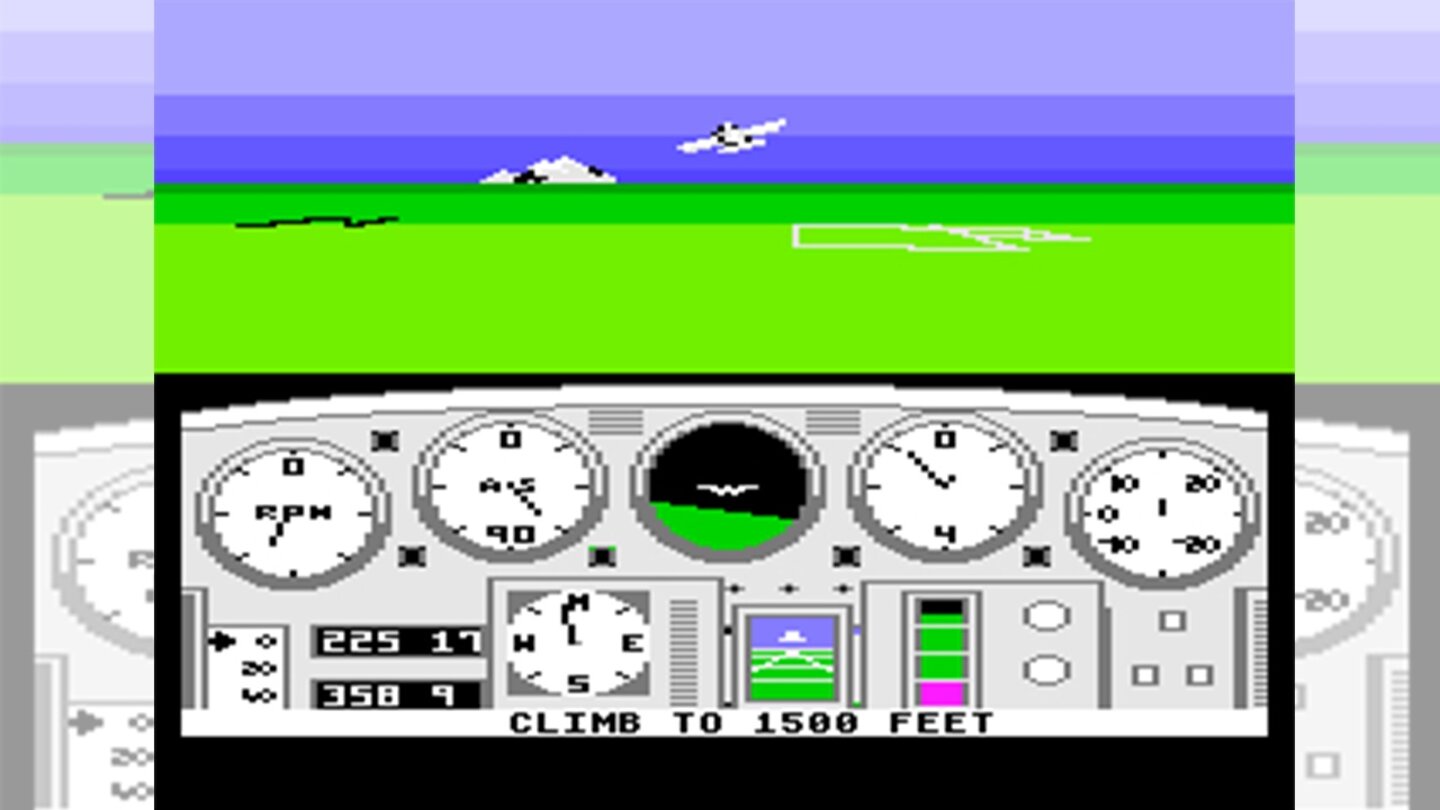 Solo Flight (1983)Moment Mal, hier wird ja gar nicht geschossen! Nach zwei Kampfspielen entwirft Sid diesen zivilen Flugsimulator, in dem man Post ausliefert.