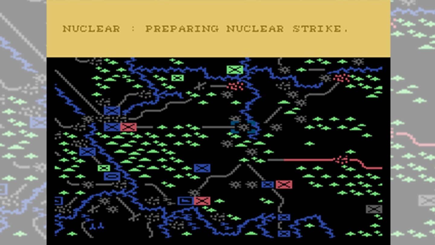 NATO Commander (1984)Sid Meiers erstes Strategiespiel ist zugleich einer der ersten (pausierbaren) Echtzeit-Titel und behandelt den Dritten Weltkrieg samt Nuklearschlägen.