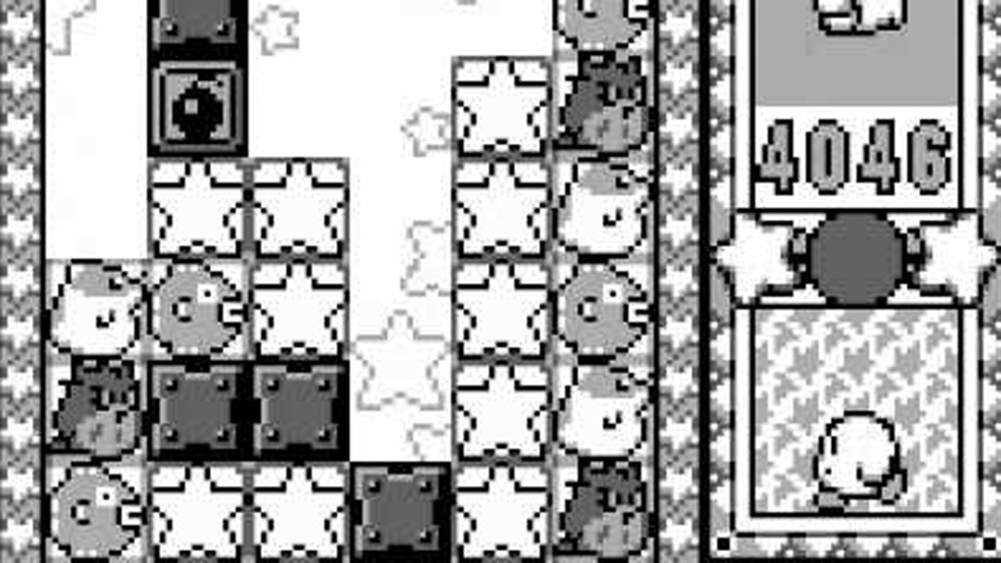 Kirby’s Star Stacker (Game Boy, 1997)Kirby’s Star Stacker ist das erste Kirby-Puzzle-Spiel, das nicht von anderen Titeln abgekupfert hat. In Star Stacker müssen Sternblöcken zwischen gleichen Blöcken positioniert werden, damit sie verschwinden und man Punkte erzielt. Die Blöcke zieren dabei die Bilder von Kirbys tierischen Freunden aus dem zweiten Teil der Dream-Land-Reihe. Ähnlich wie bei Tetris verliert man das Spiel, wenn die Spielsteine die Decke erreichen.
Der Spieler hat die Wahl zwischen vier Spiel-Modi: Round Clear, VS, Challenge und Time Attack. Im Jahr 1998 wurde Kirby’s Star Stacker in einer nahezu identischen Version auf dem Super Nintendo veröffentlicht.