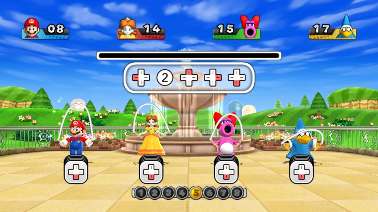 Mario Party 8 & 9 (2007 & 2012)Auch auf der Wii ist Mario Party zuhause und nutzt vor allem in den Minispielen die Wiimote massiv, um Dinge zu werfen oder zu zerschneiden. Außerdem gibt es einen Extra-Spielmodus mit den vom Spieler erstellten Miis. Der neunte Teil erscheint 2012 und führt Yellow Toad als Spielleiter und Blue Toad als Leiter der Minispiele ein.