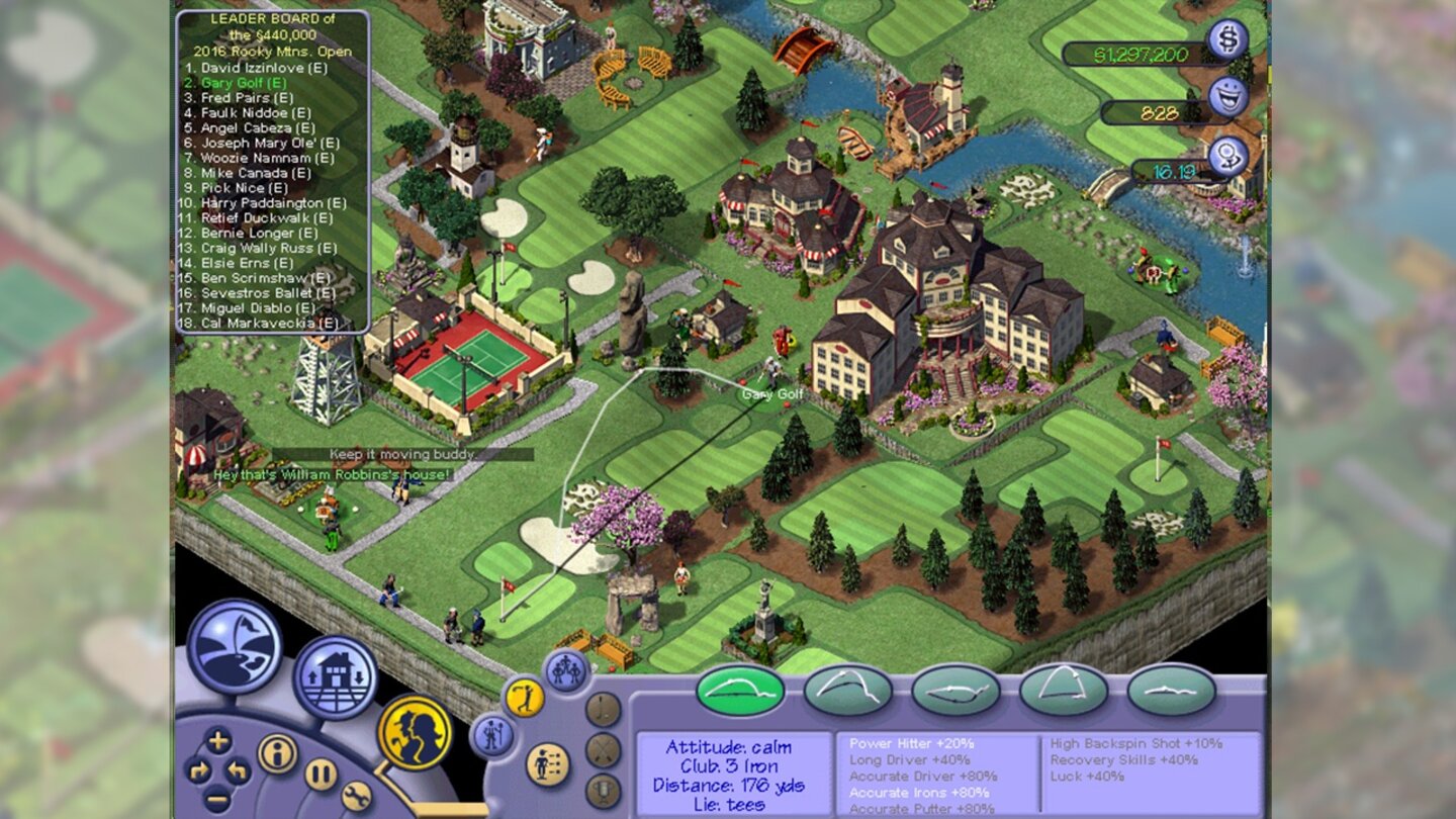 Sid Meier’s SimGolf (2002)Weil sein angedachter Dinosaurier-Titel einfach nicht funktioniert, bastelt der frustrierte Sid dieses (unterschätze!) Golfplatz-Aufbauspiel.