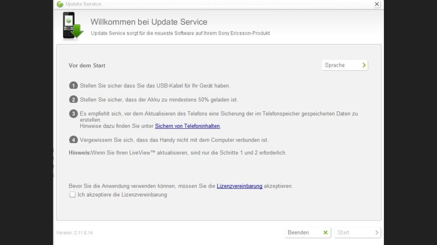 Update Service ist eine Alternative, allerdings muss das Handy in einen Recovery-Modus versetzt werden.