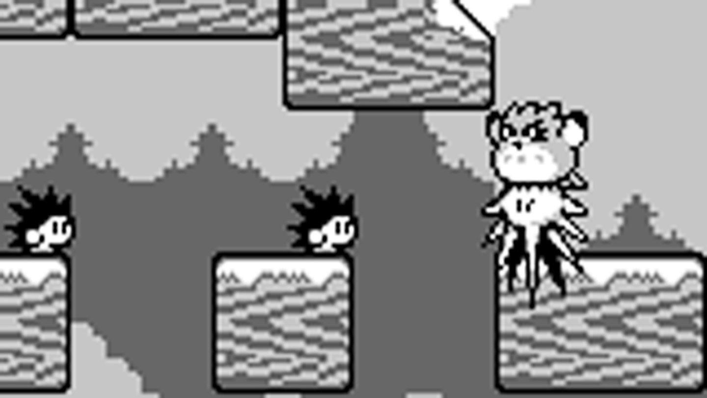 Kirby’s Dream Land 2 (Game Boy, 1995)Im vierten Spiel für den Game Boy kann das pinke Monster endlich wieder durch das Dream Land flanieren, springen und schweben. Dazu gesellen sich drei tierische Freunde, die Kirby in seinem Kampf gegen Dark Matter und König Nickerchen unterstützen. Rick, der Hamster, Coo, die Eule und Kine, der Fisch verleihen Kirby neue Fähigkeiten.
Natürlich kann Kirby seine Feinde weiterhin einsaugen und ihre Fähigkeiten kopieren. Dies hat er auch bitter nötig, denn die böse Kreatur Dark Matter hat das Bewusstsein von König Nickerchen übernommen und plant mit seiner Hilfe das Dream Land zu unterwerfen.