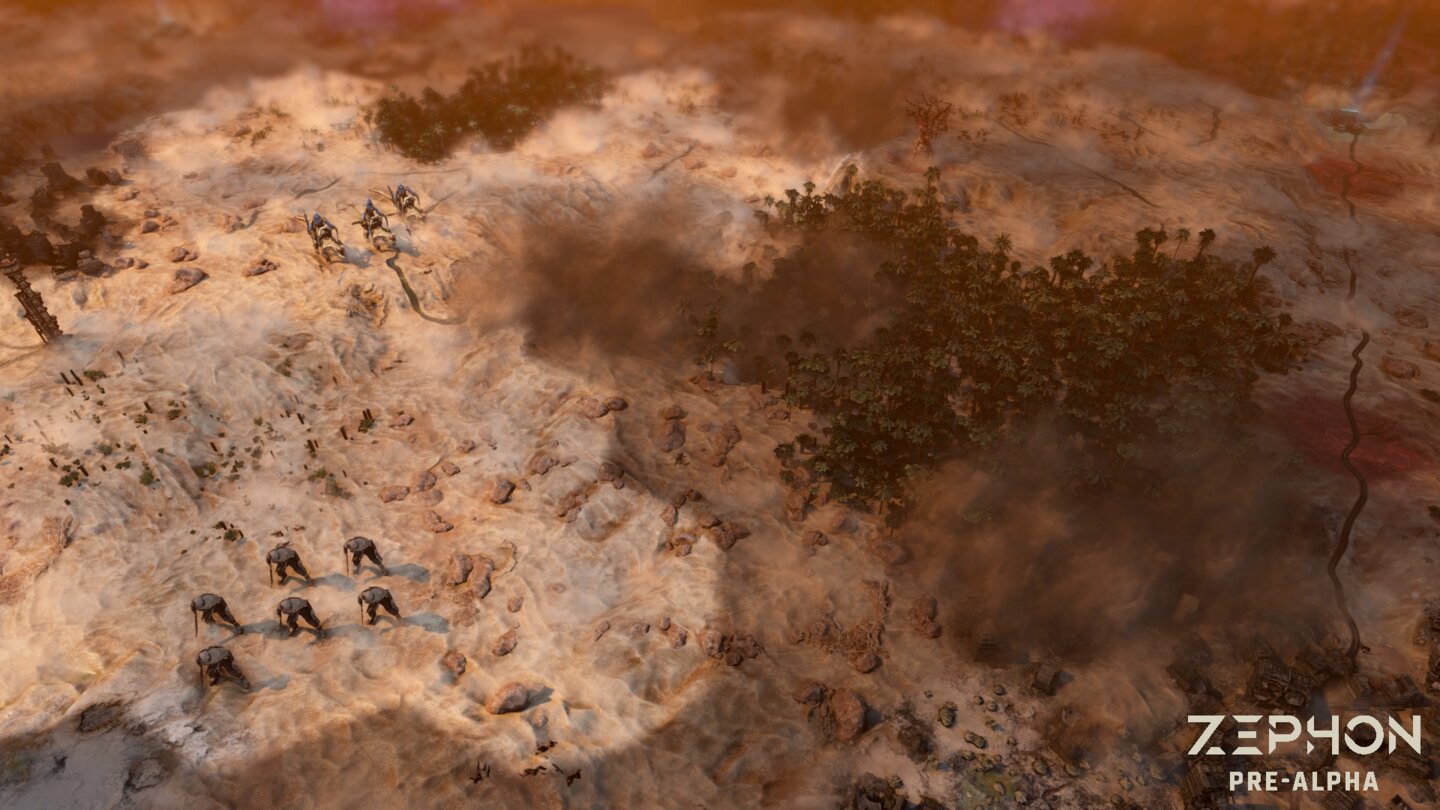 In der Klimazone »Wüste« warten Sandstürme auf euch, in denen sich Einheiten verstecken und mit ihnen mitwandern können.