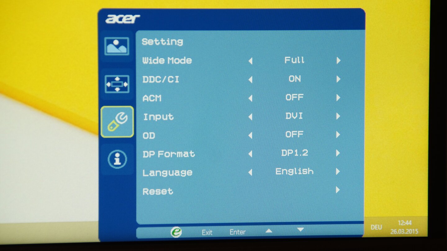 In den allgemeinen Einstellungen ändern Sie unter anderem die Sprache, bestimmen die Stärke des Overdrives oder setzen den Monitor auf die Standardeinstellungen zurück.