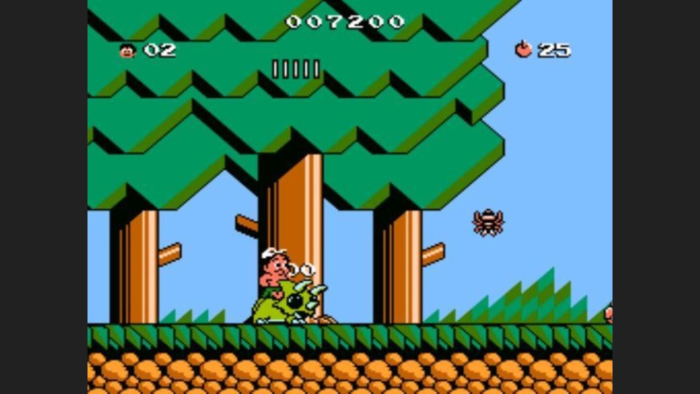 Riding a green dinosaur