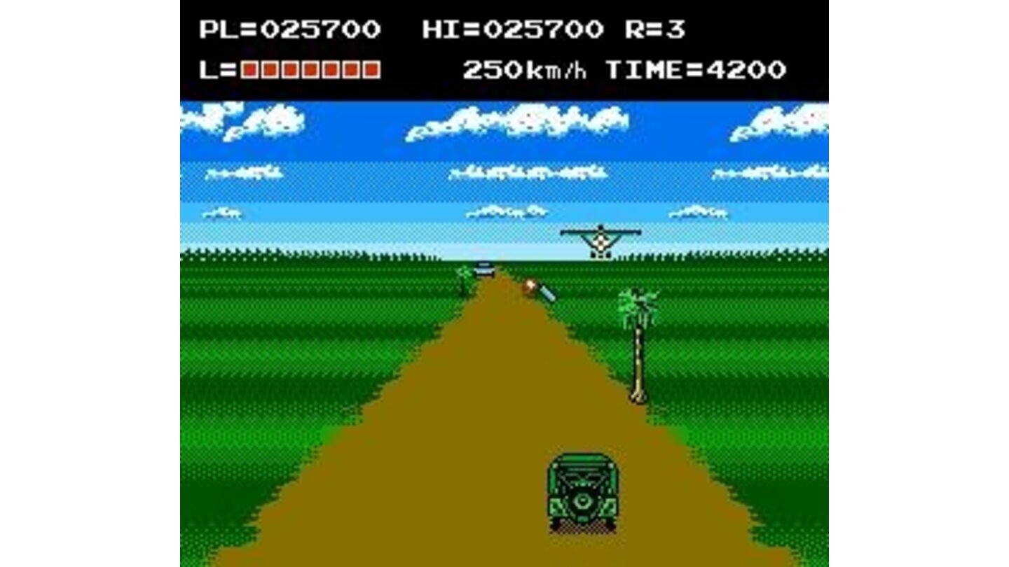 There are trees in the grasslands and the jeep throws dynamites instead of grenades.