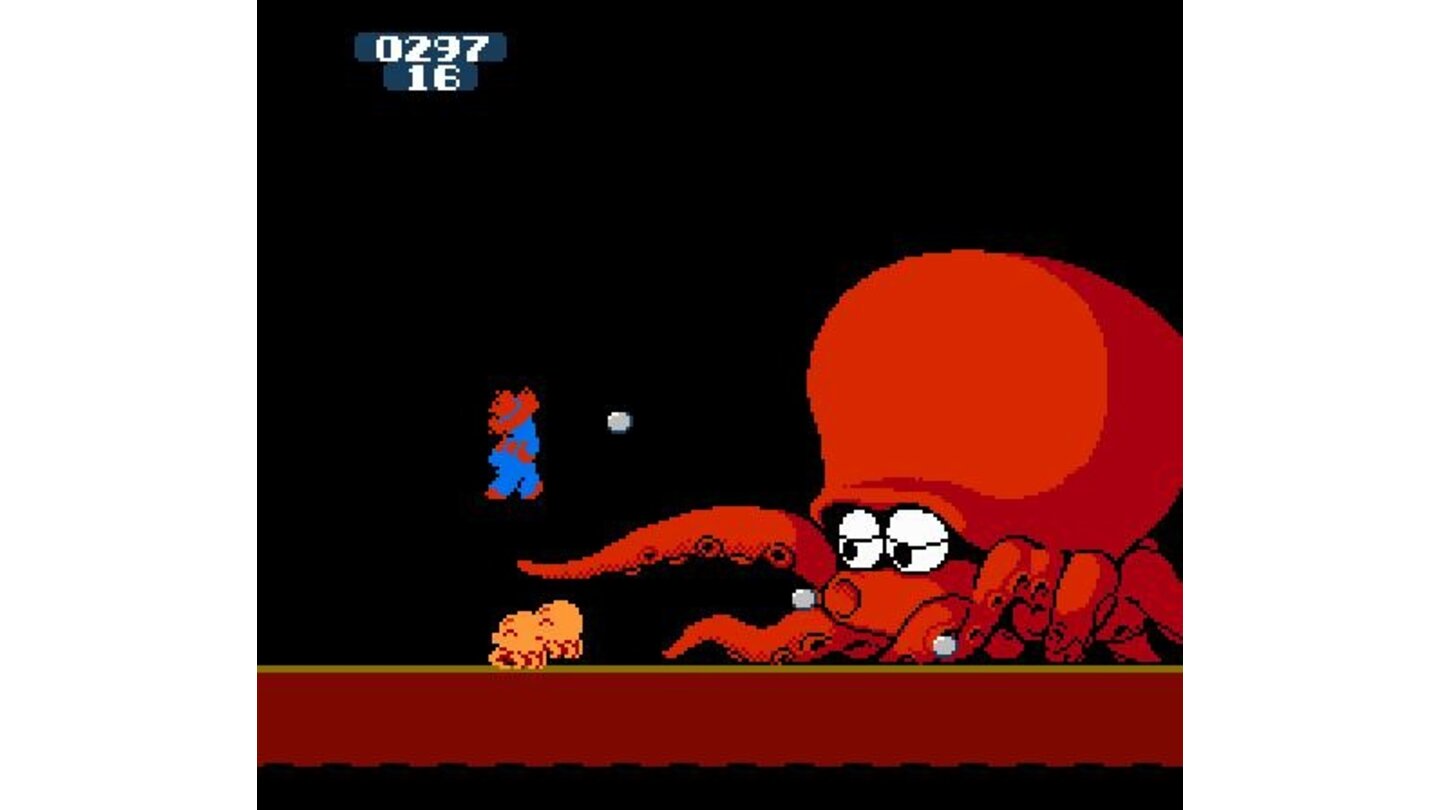 Battling the giant octupus (level boss).