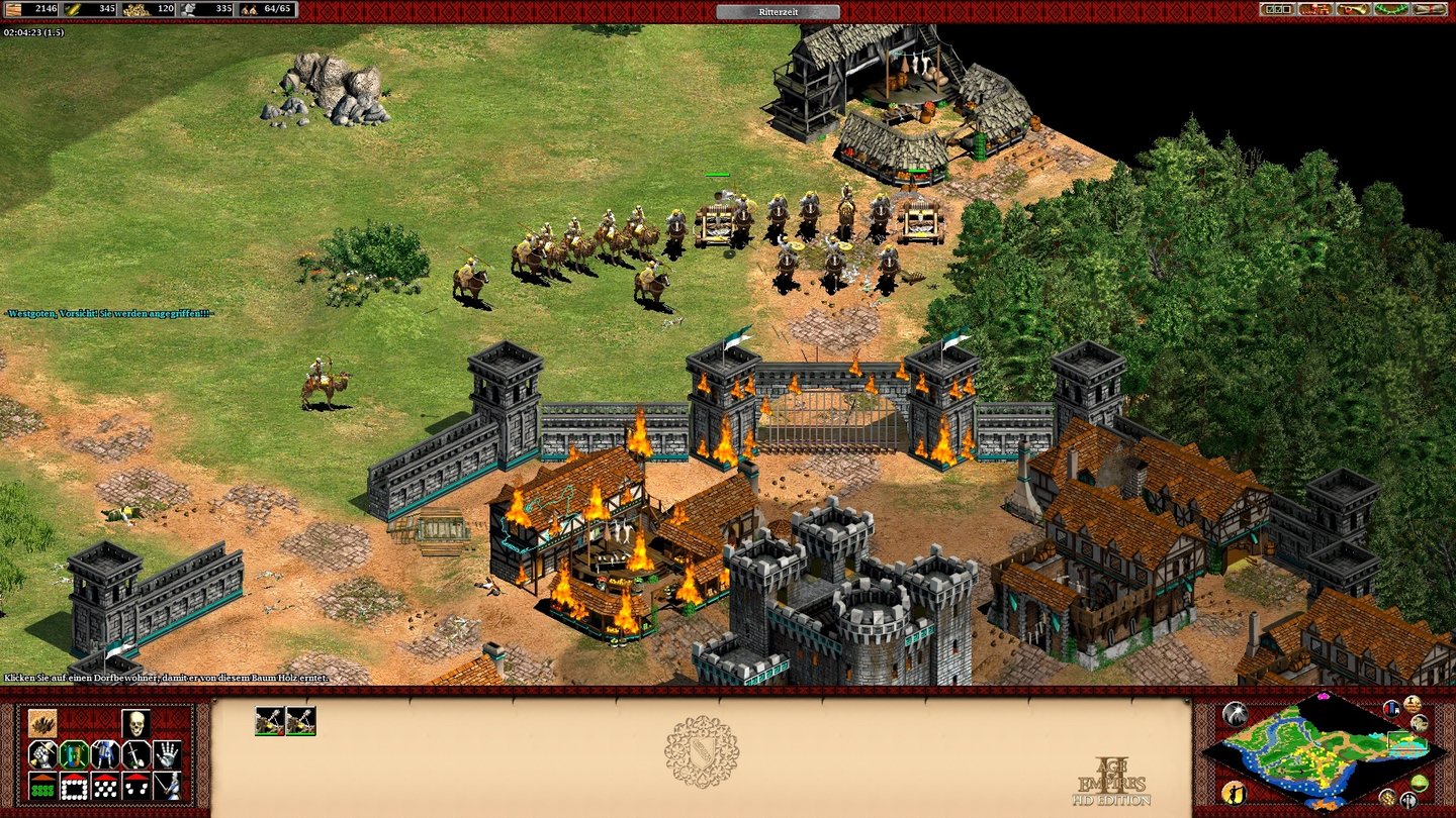 Age of Empires 2 HD: The African KingdomsViele Reiter, aber keine Trebuchets: Als Berber sind wir hier auf die schwächeren Wurfmaschinen angewiesen, um befestigte Städte zu knacken. Alternativ rücken wir mit Rammböcken vor, die auch Infanterie vor Beschuss schützen.